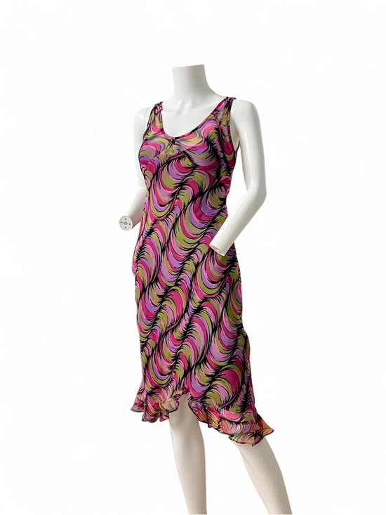 Betsey Johnson Dresses & Skirts - Betsey Johnson Pink and Green Wave-Print Slip Dress